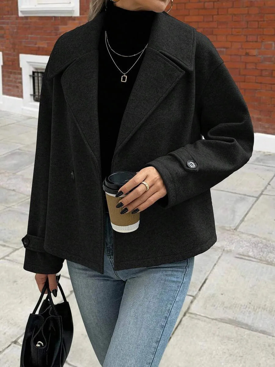 Adeline | Women's Oversized Double Breasted Coat Wide Lapel Longline