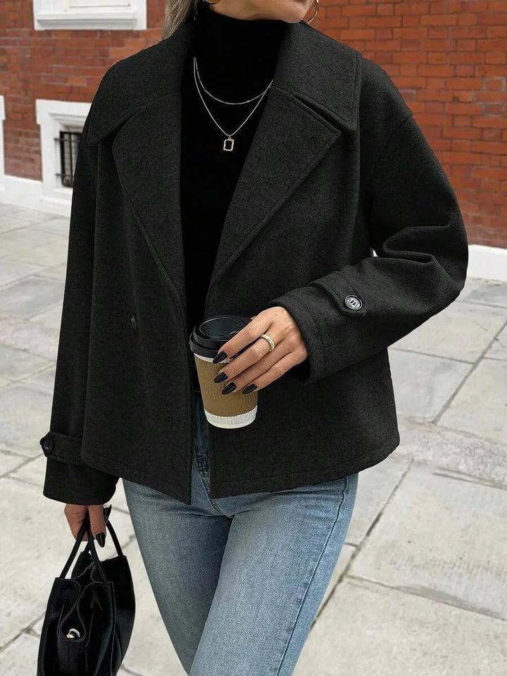 Adeline | Women's Oversized Double Breasted Coat Wide Lapel Longline
