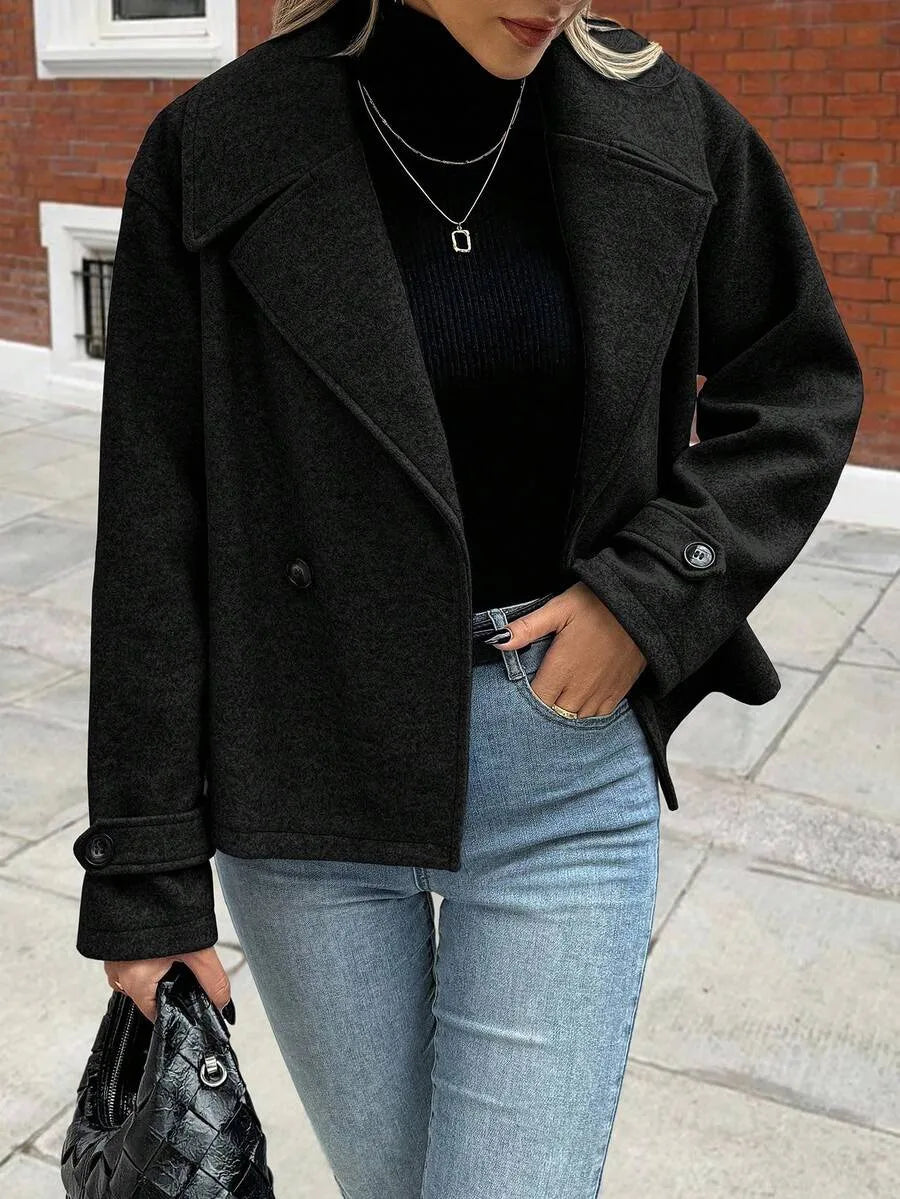 Adeline | Women's Oversized Double Breasted Coat Wide Lapel Longline