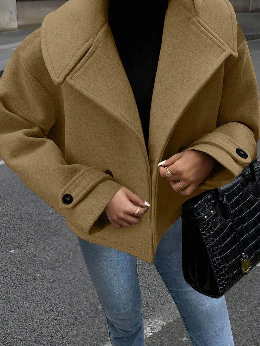 Adeline | Women's Oversized Double Breasted Coat Wide Lapel Longline