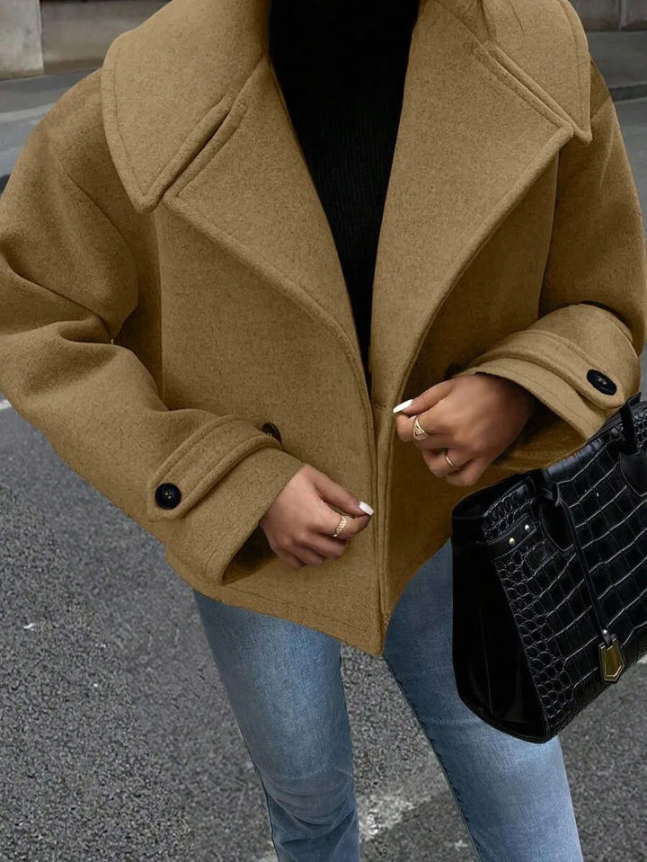 Adeline | Women's Oversized Double Breasted Coat Wide Lapel Longline