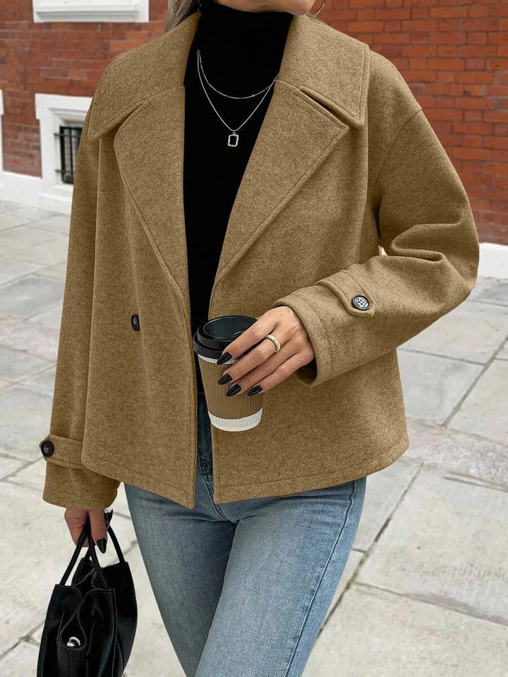 Adeline | Women's Oversized Double Breasted Coat Wide Lapel Longline