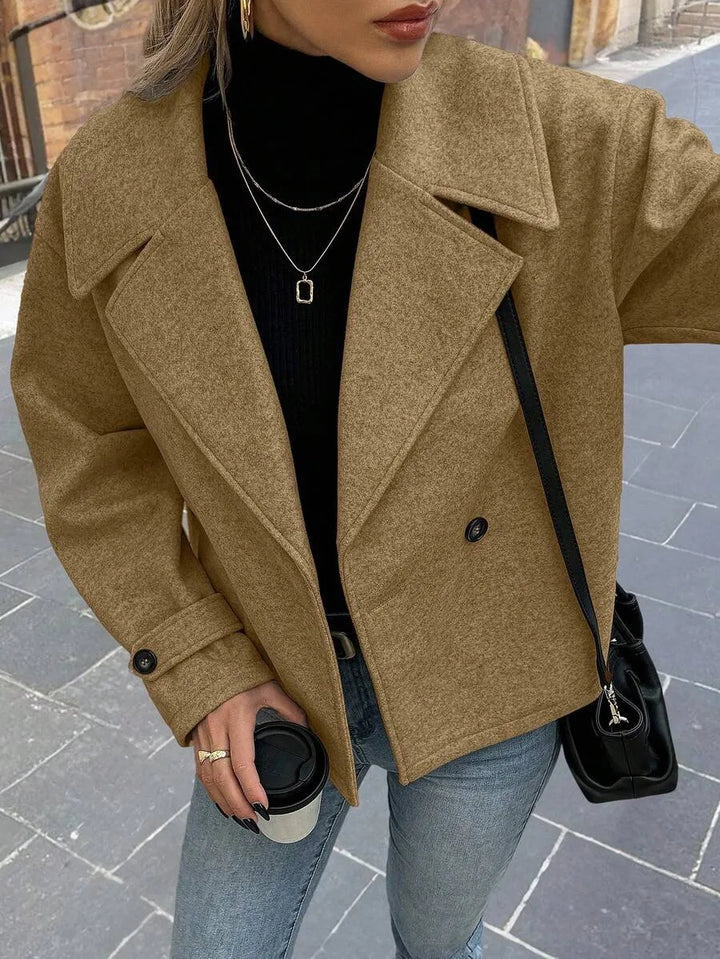 Adeline | Women's Oversized Double Breasted Coat Wide Lapel Longline