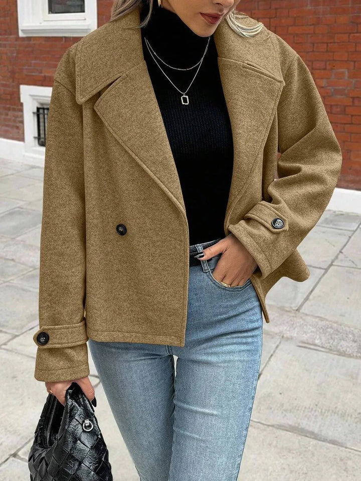 Adeline | Women's Oversized Double Breasted Coat Wide Lapel Longline