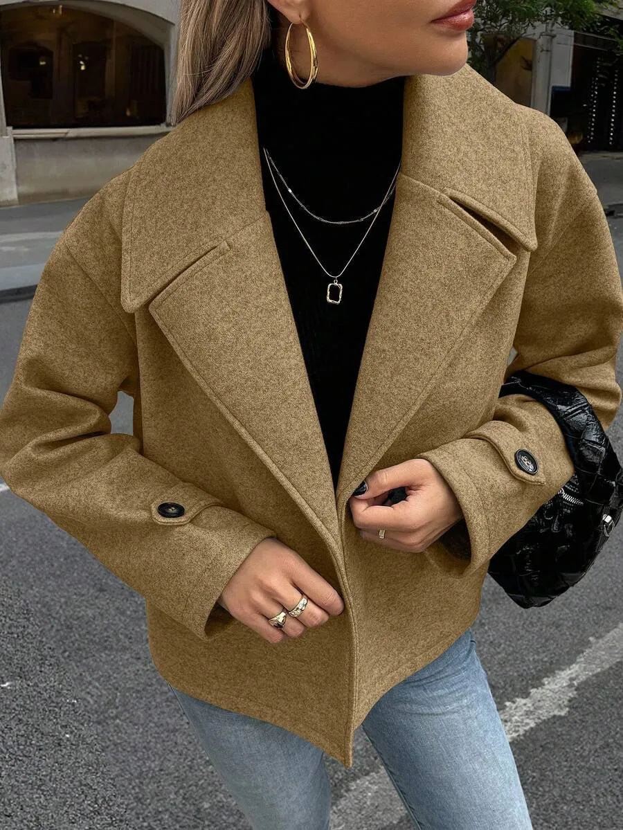 Adeline | Women's Oversized Double Breasted Coat Wide Lapel Longline