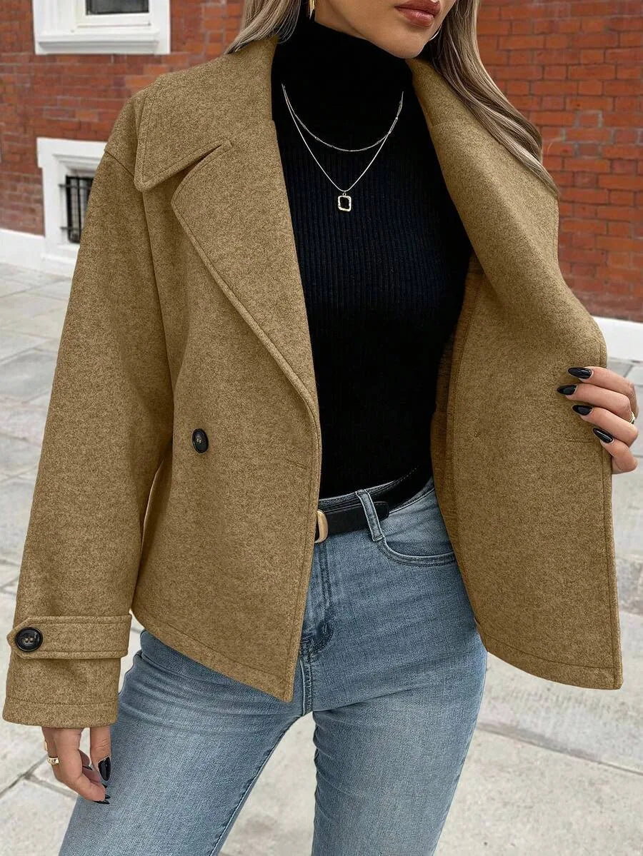Adeline | Women's Oversized Double Breasted Coat Wide Lapel Longline