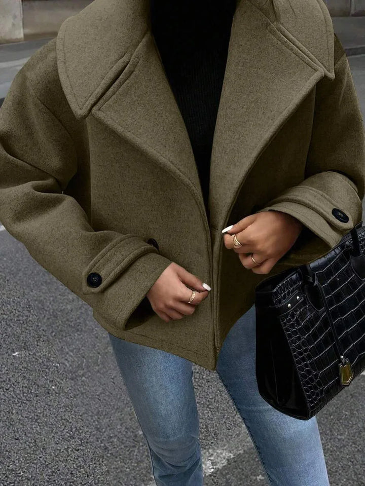 Adeline | Women's Oversized Double Breasted Coat Wide Lapel Longline