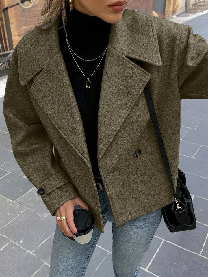 Adeline | Women's Oversized Double Breasted Coat Wide Lapel Longline