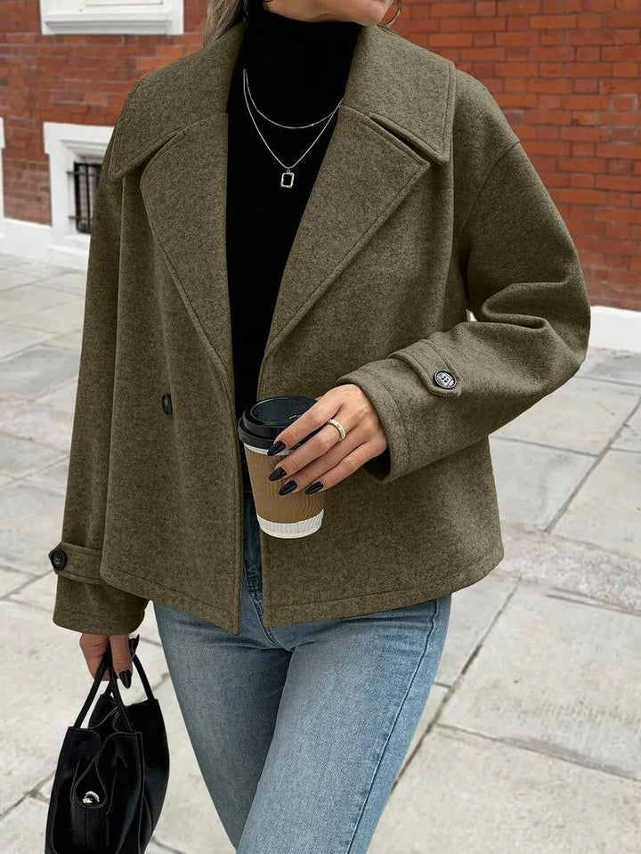 Adeline | Women's Oversized Double Breasted Coat Wide Lapel Longline