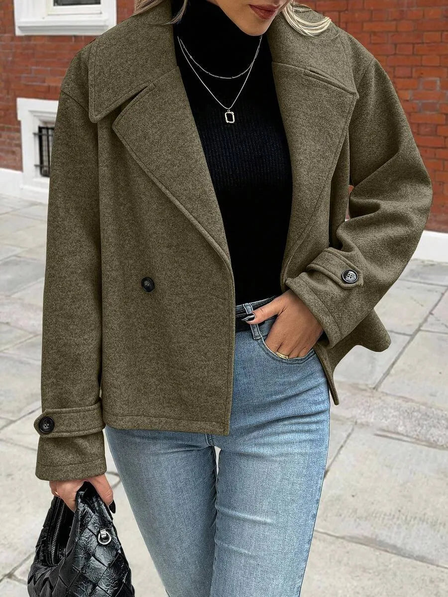 Adeline | Women's Oversized Double Breasted Coat Wide Lapel Longline