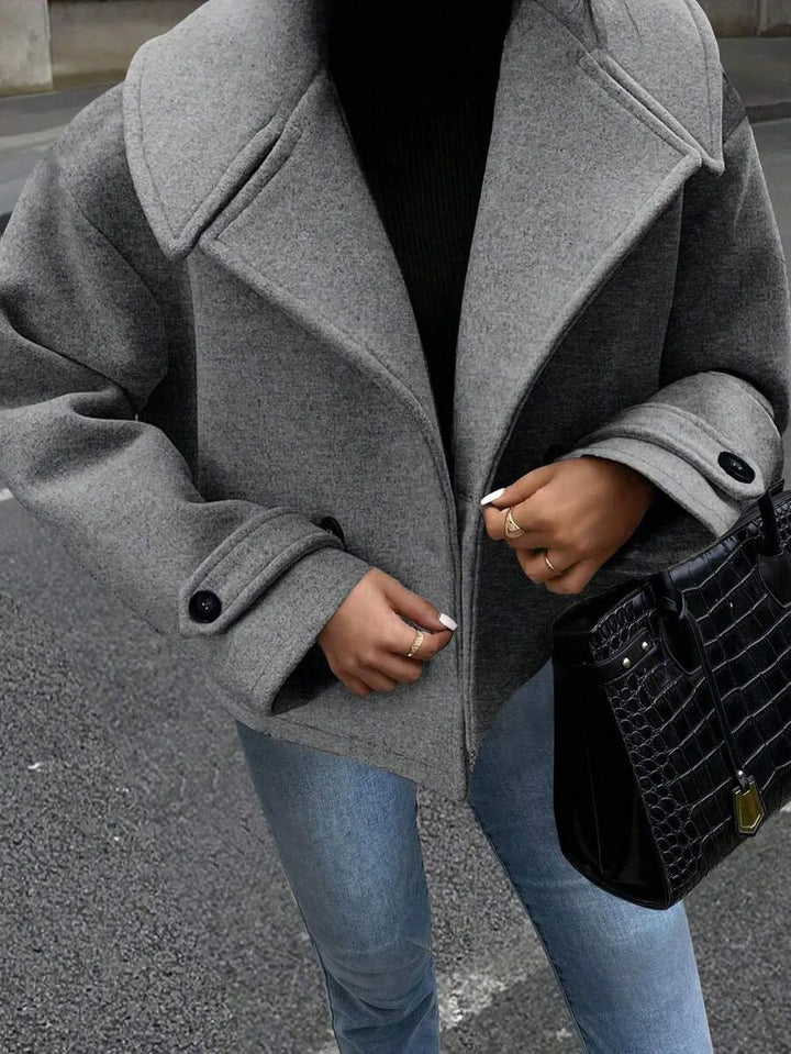 Adeline | Women's Oversized Double Breasted Coat Wide Lapel Longline
