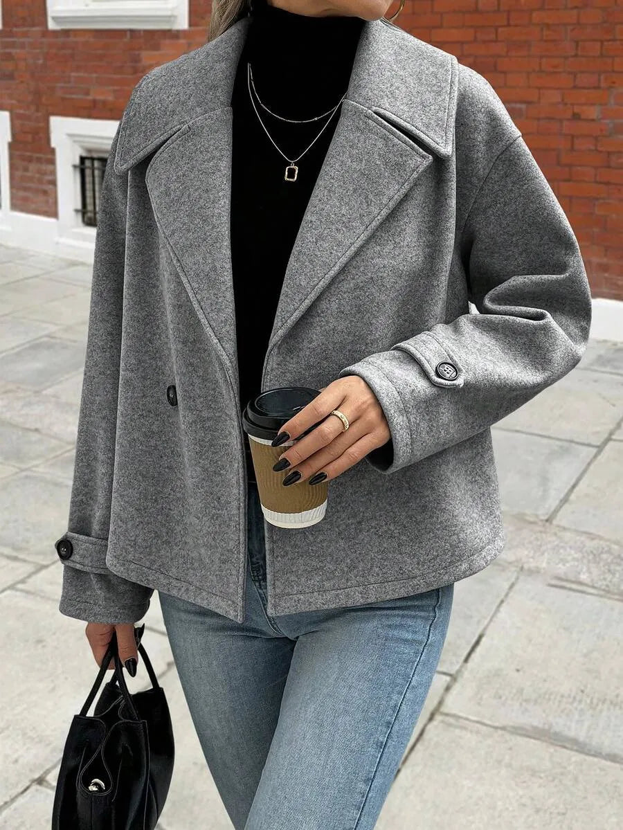 Adeline | Women's Oversized Double Breasted Coat Wide Lapel Longline