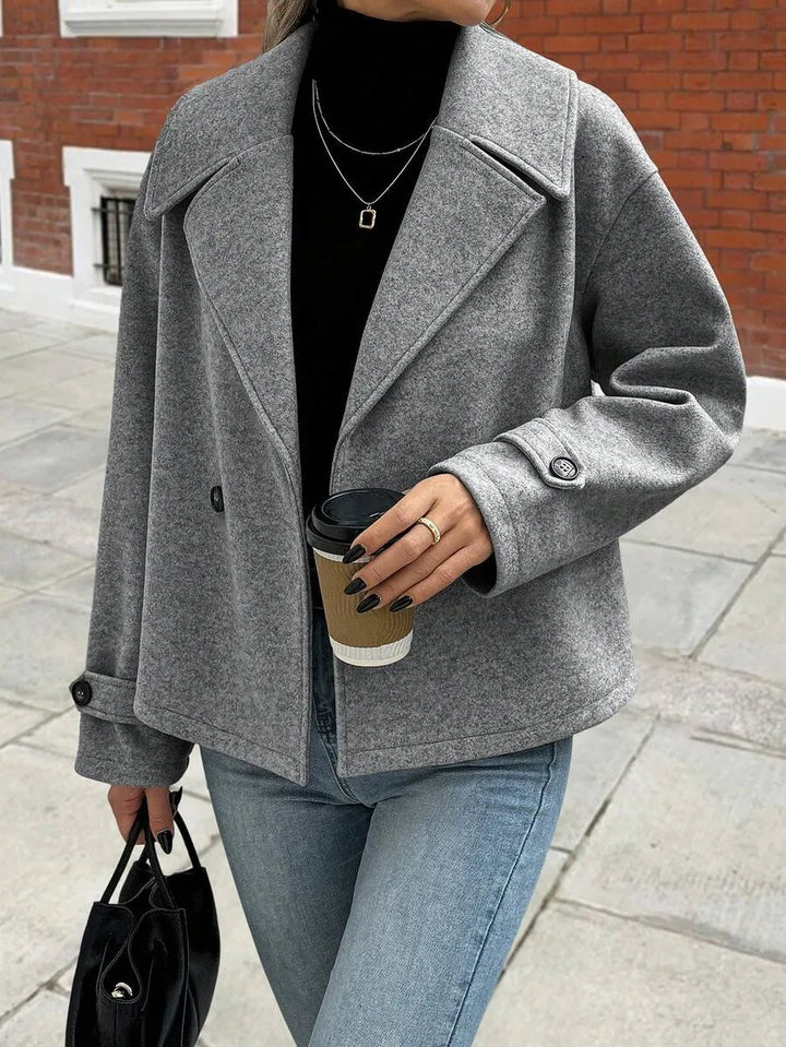 Adeline | Women's Oversized Double Breasted Coat Wide Lapel Longline