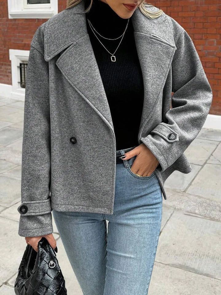 Adeline | Women's Oversized Double Breasted Coat Wide Lapel Longline