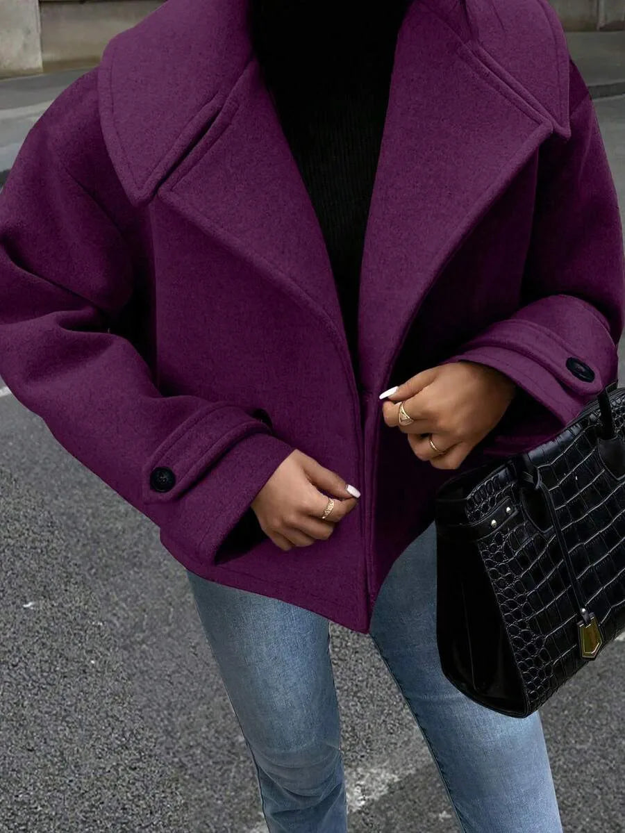 Adeline | Women's Oversized Double Breasted Coat Wide Lapel Longline