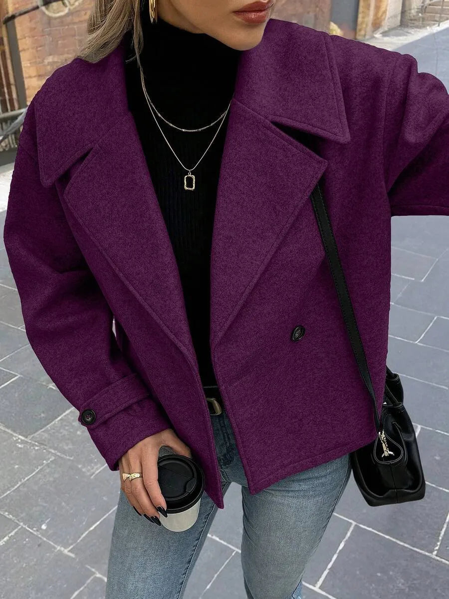 Adeline | Women's Oversized Double Breasted Coat Wide Lapel Longline