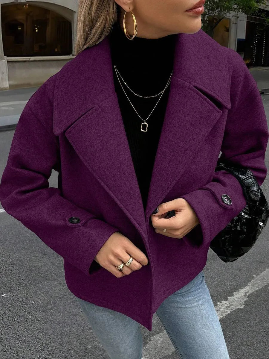 Adeline | Women's Oversized Double Breasted Coat Wide Lapel Longline