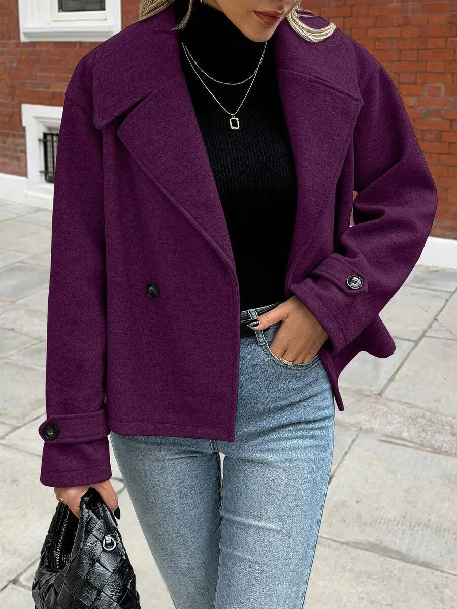 Adeline | Women's Oversized Double Breasted Coat Wide Lapel Longline