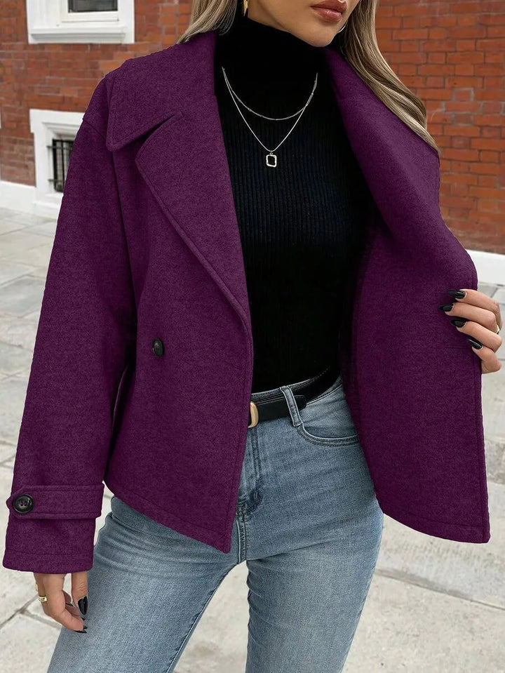 Adeline | Women's Oversized Double Breasted Coat Wide Lapel Longline