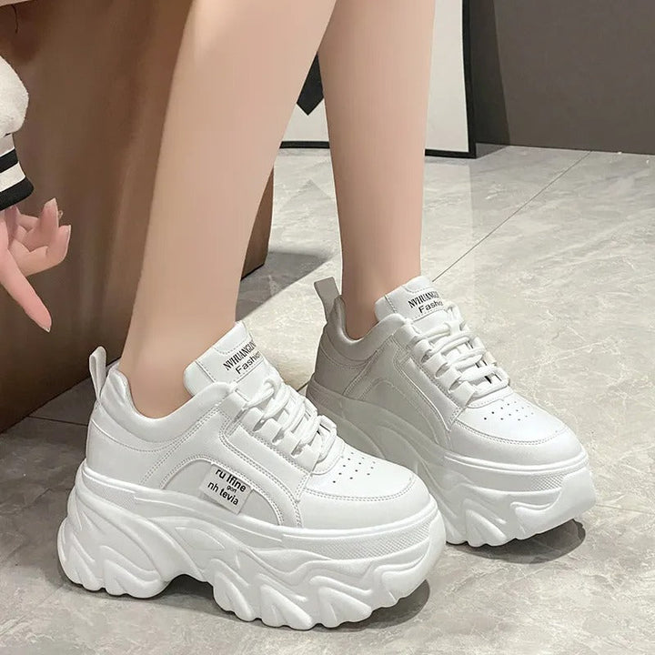 Harper | Women's Leather Chunky Platform Trainers Thick Sole