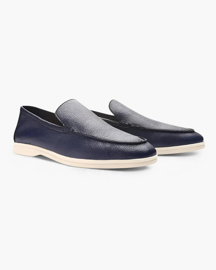 Men’s Textured Leather Loafers with Flexible Contrast Sole