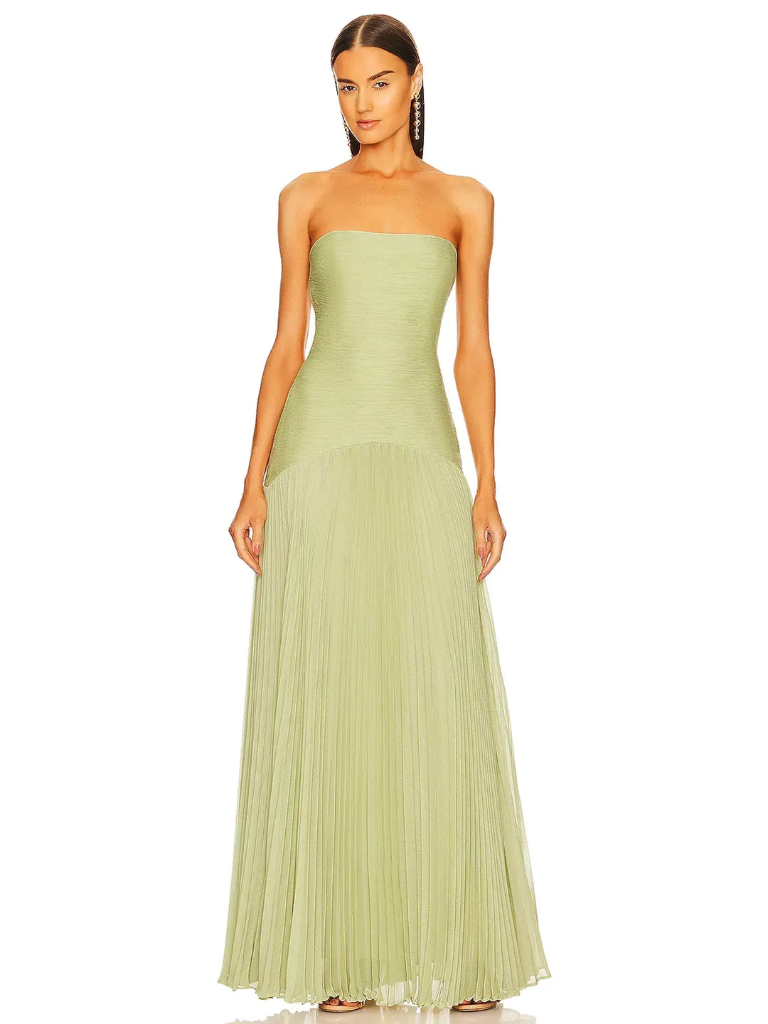 Sage Pleated Maxi Dress