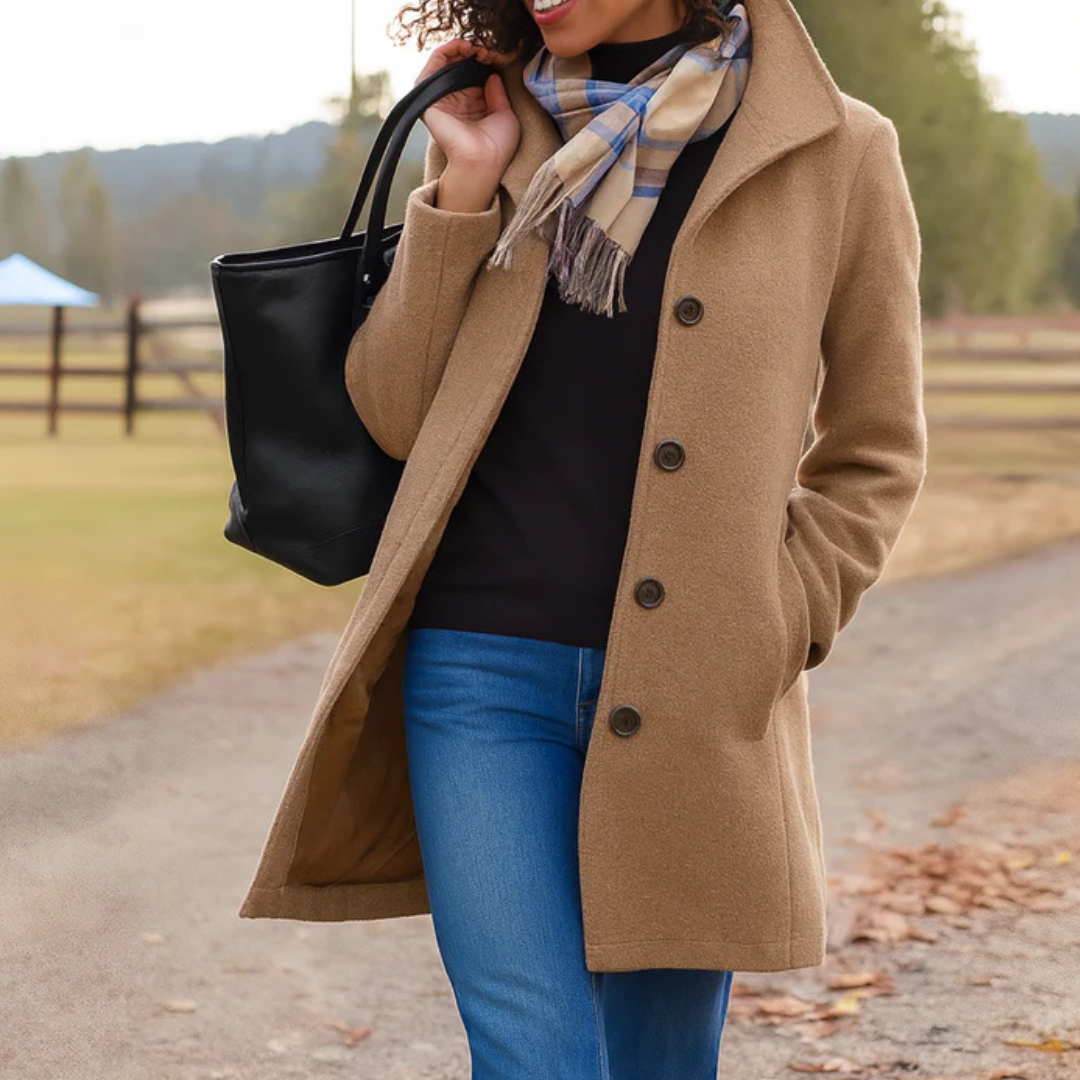 Helga | Women's Classic Winter Coat with Button Placket