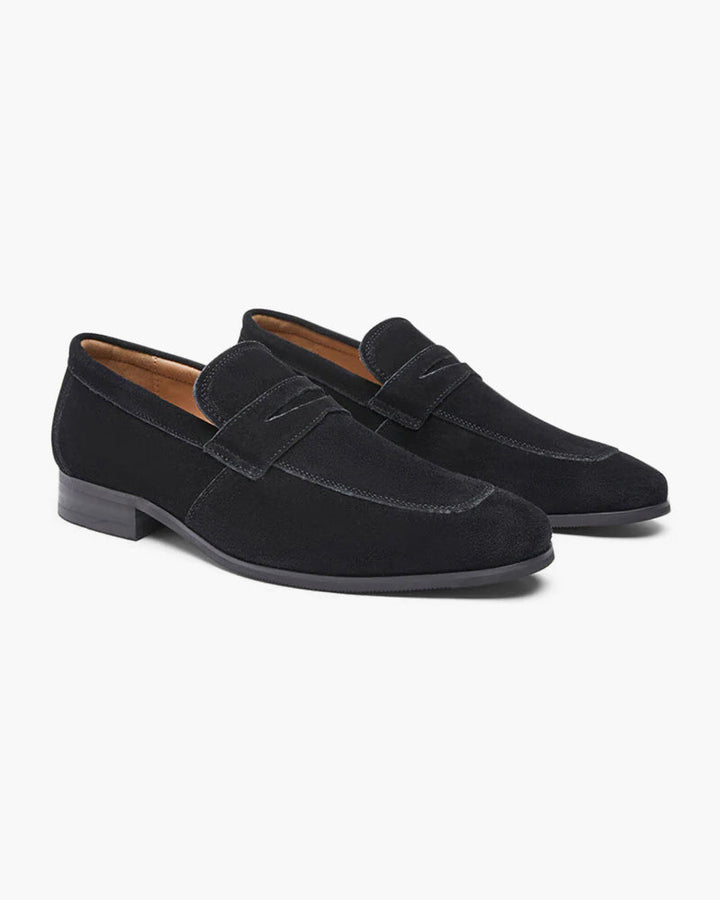 Men’s Suede Penny Loafers Sleek Low Profile Dress Shoes
