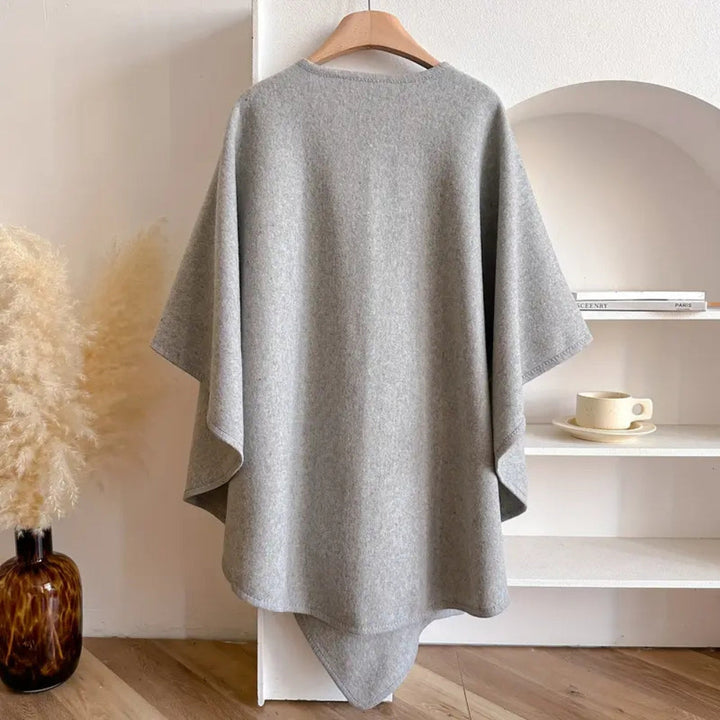 Women’s Belted Poncho Coat – Windproof Layer for Autumn and Winter
