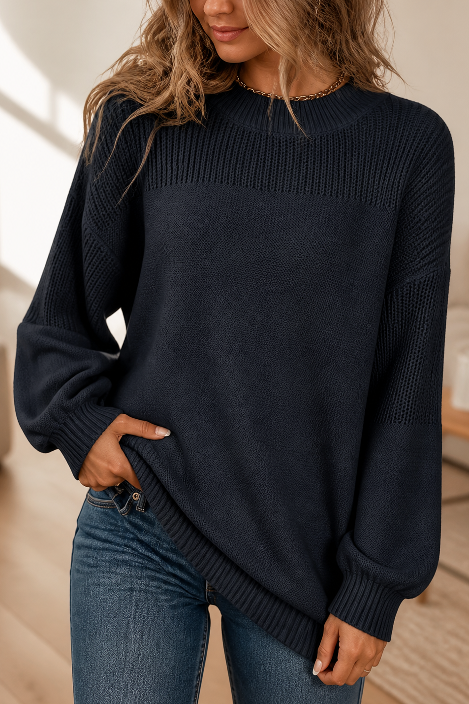 Livia | Women's Oversized Crew Neck Knitted Jumper