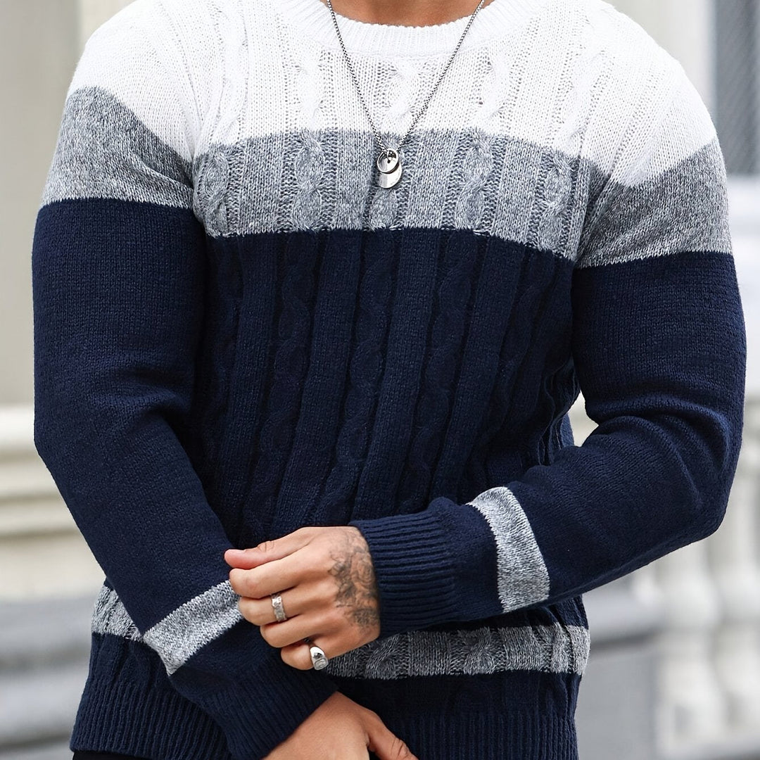 Ethan | Men's Colour Block Knitted Jumper Crew Neck