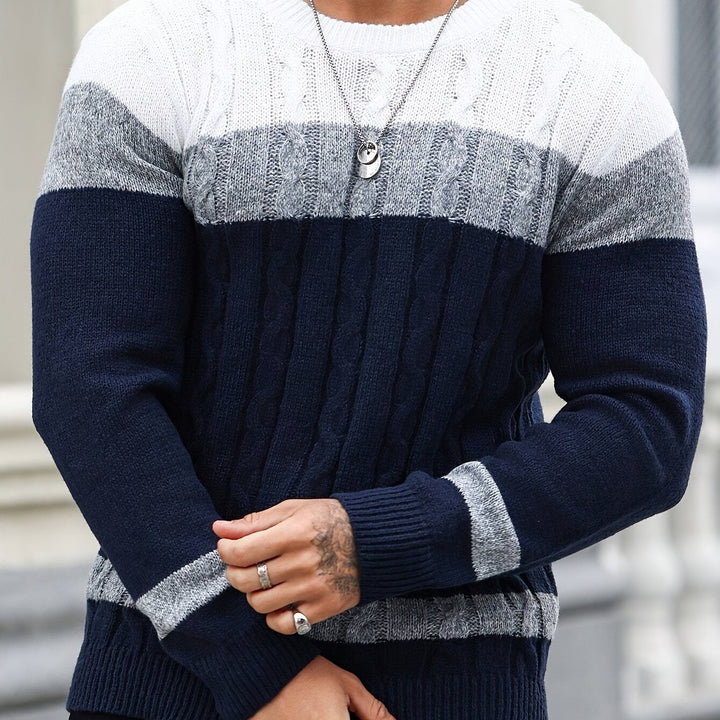 Ethan | Men's Colour Block Knitted Jumper Crew Neck