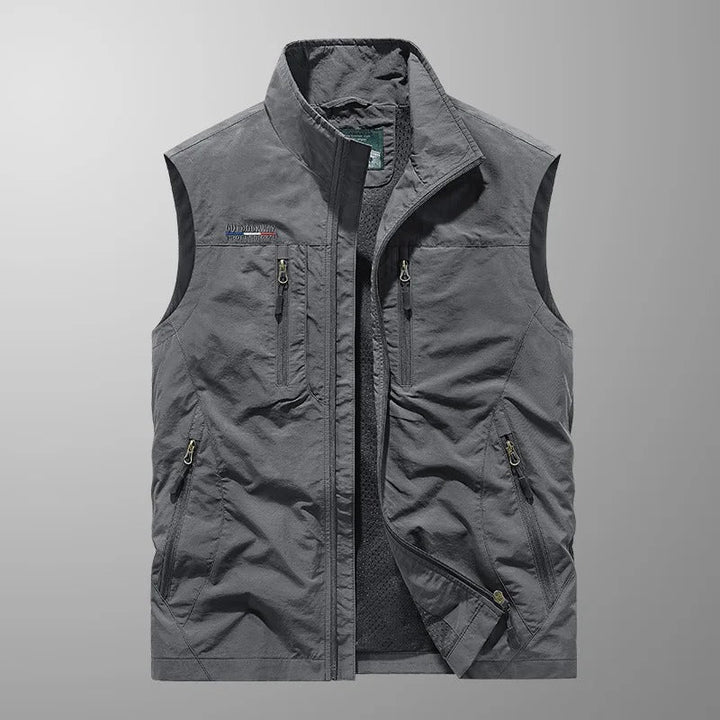 Men's Bodywarmer with Zip and Stand-Up Collar Outdoor Vest