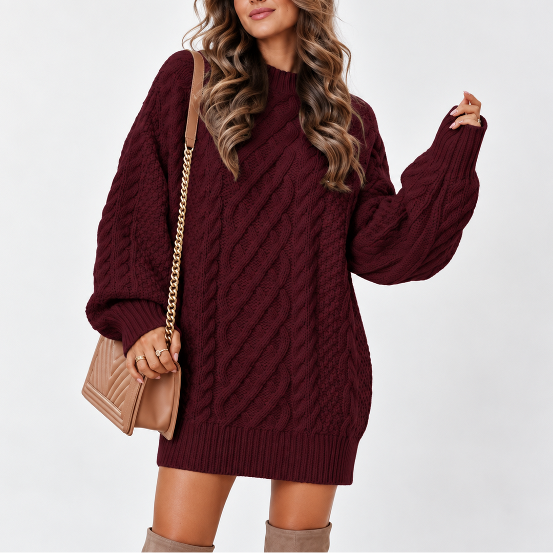 Octavia | Women's Oversized Cable Knit Jumper Balloon Sleeves
