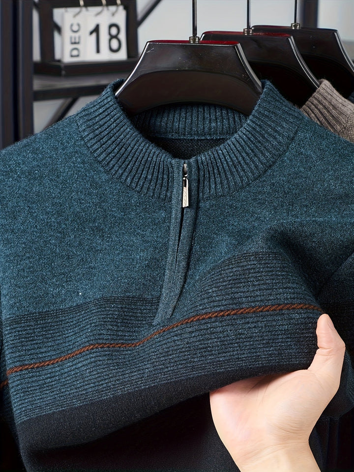 Oscar | Men's Knitted Zip Neck Jumper Long Sleeve