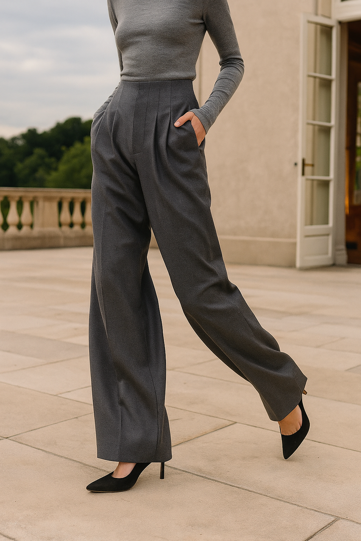 Valmira High Waist Draped Wide Leg Trousers