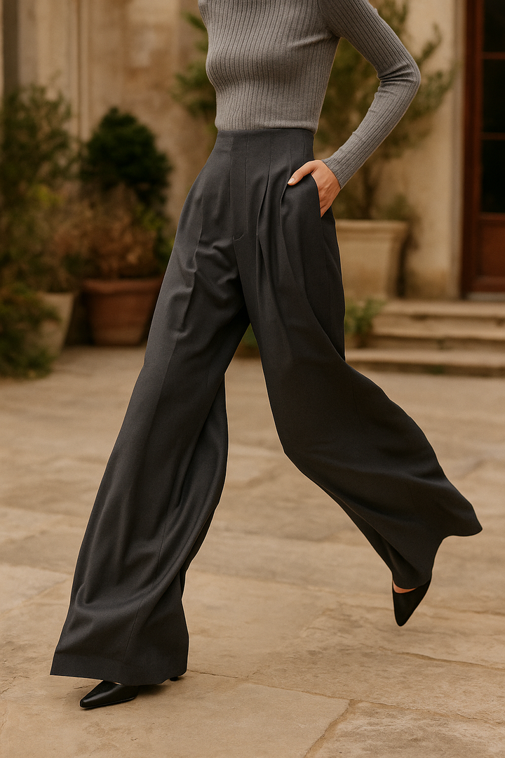 Valmira High Waist Draped Wide Leg Trousers