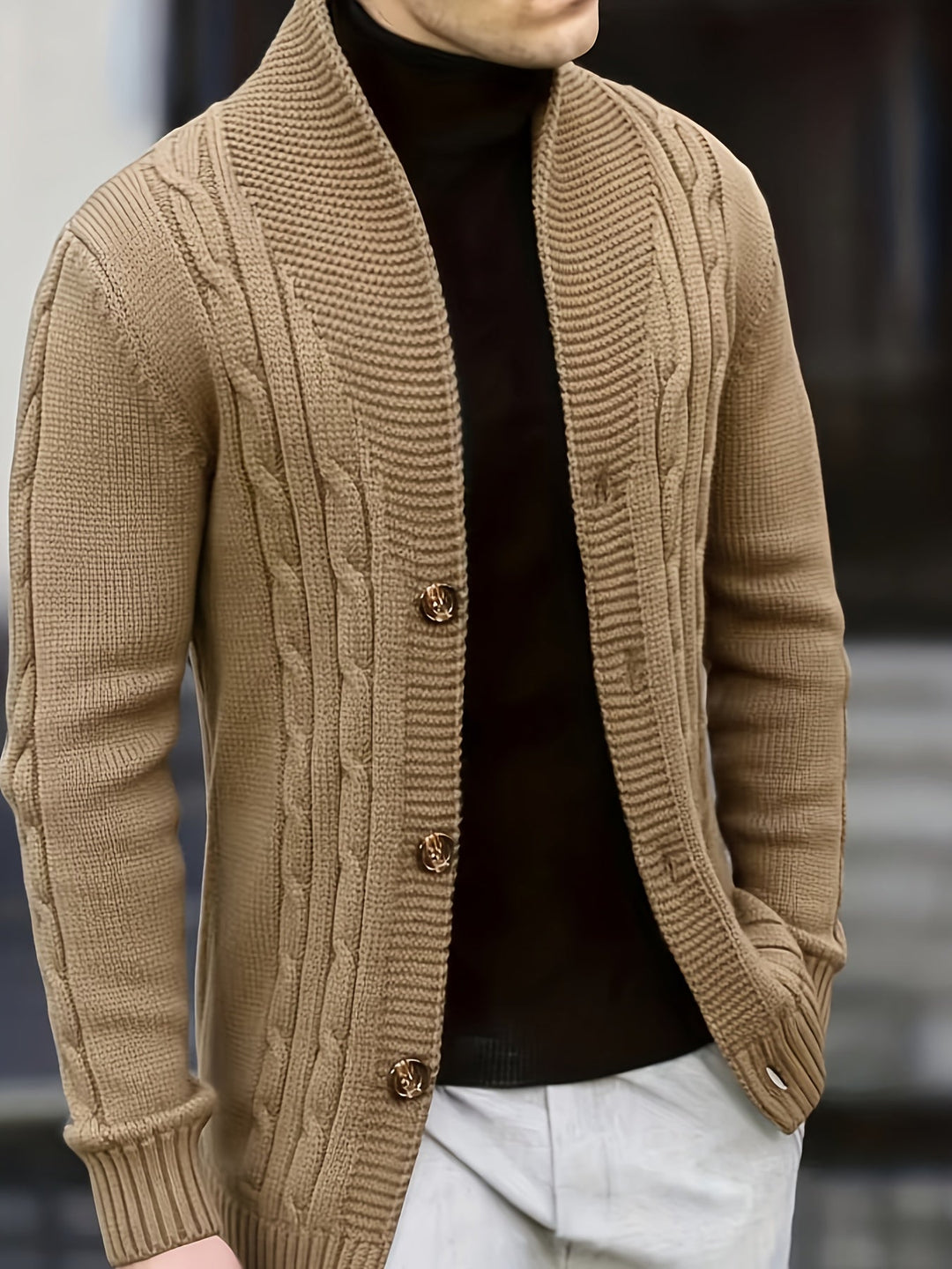 Donovan | Men's Cable Knit Cardigan Button Front Long Sleeve