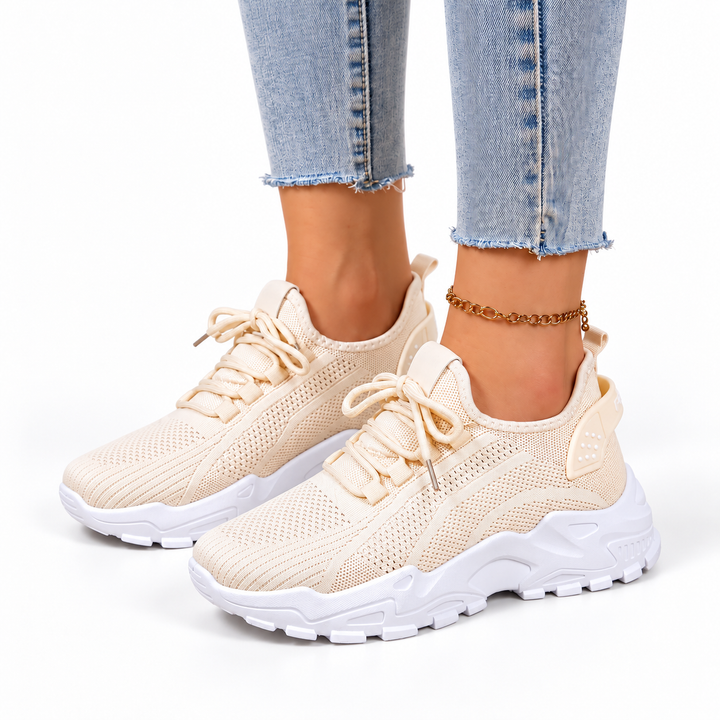 Molly | Women's Knit Trainers Lace-Up Chunky Sole Low-Top
