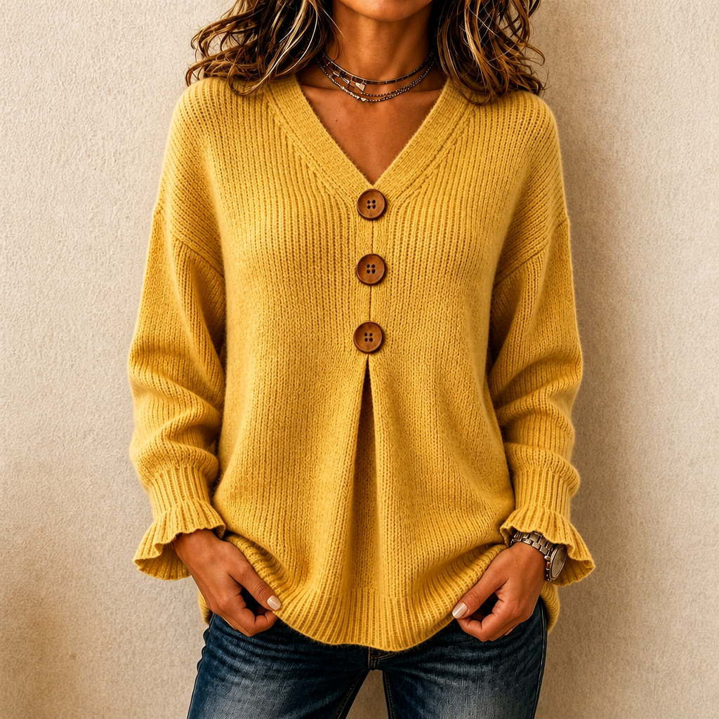 Emily | Women's V-Neck Knitted Jumper Soft Stretch Relaxed Fit