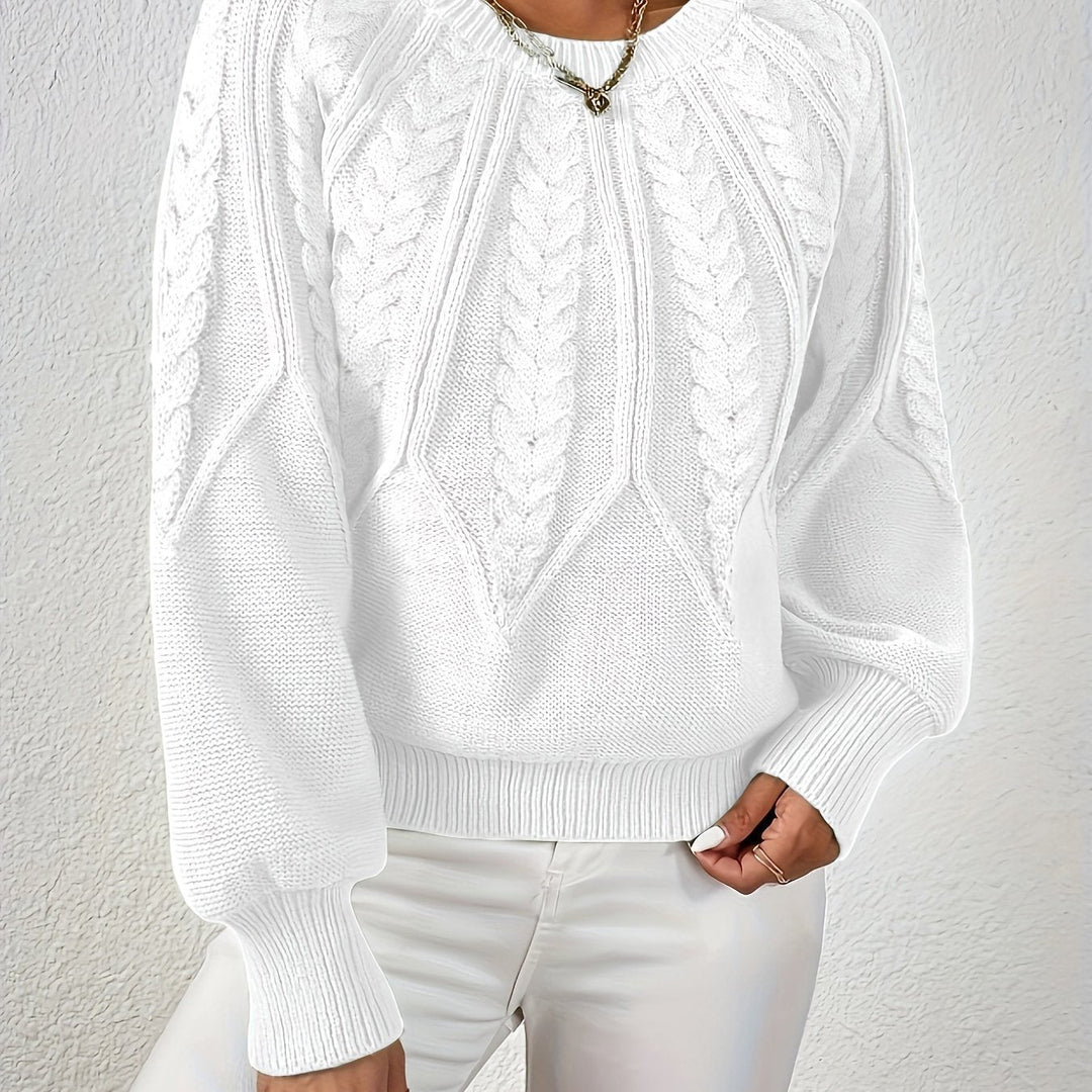 Hannah | Women's Cable Knit Jumper Voluminous Sleeves Wool Blend