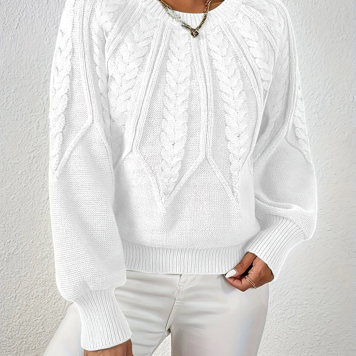 Hannah | Women's Cable Knit Jumper Voluminous Sleeves Wool Blend
