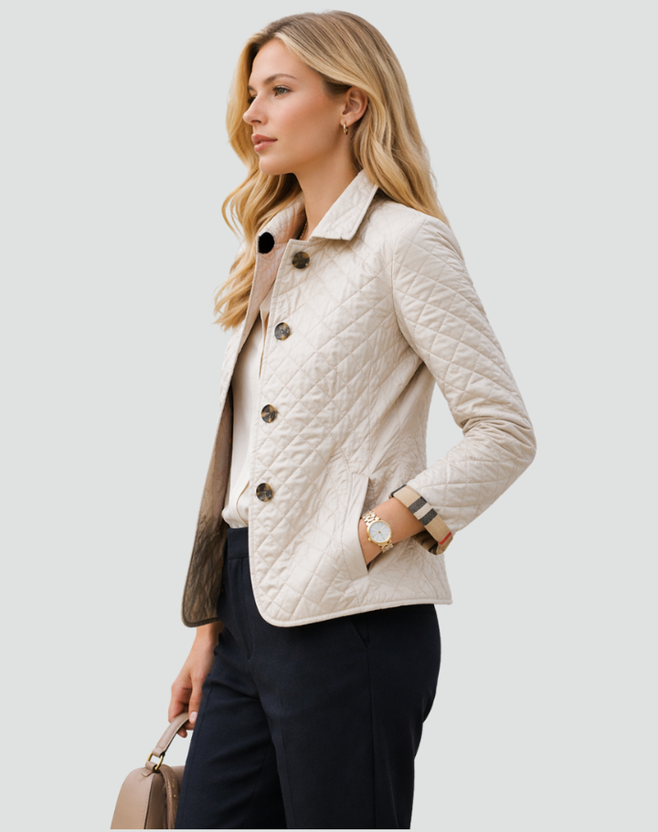 Violet | Women's Lightweight Quilted Jacket Button Front Collar
