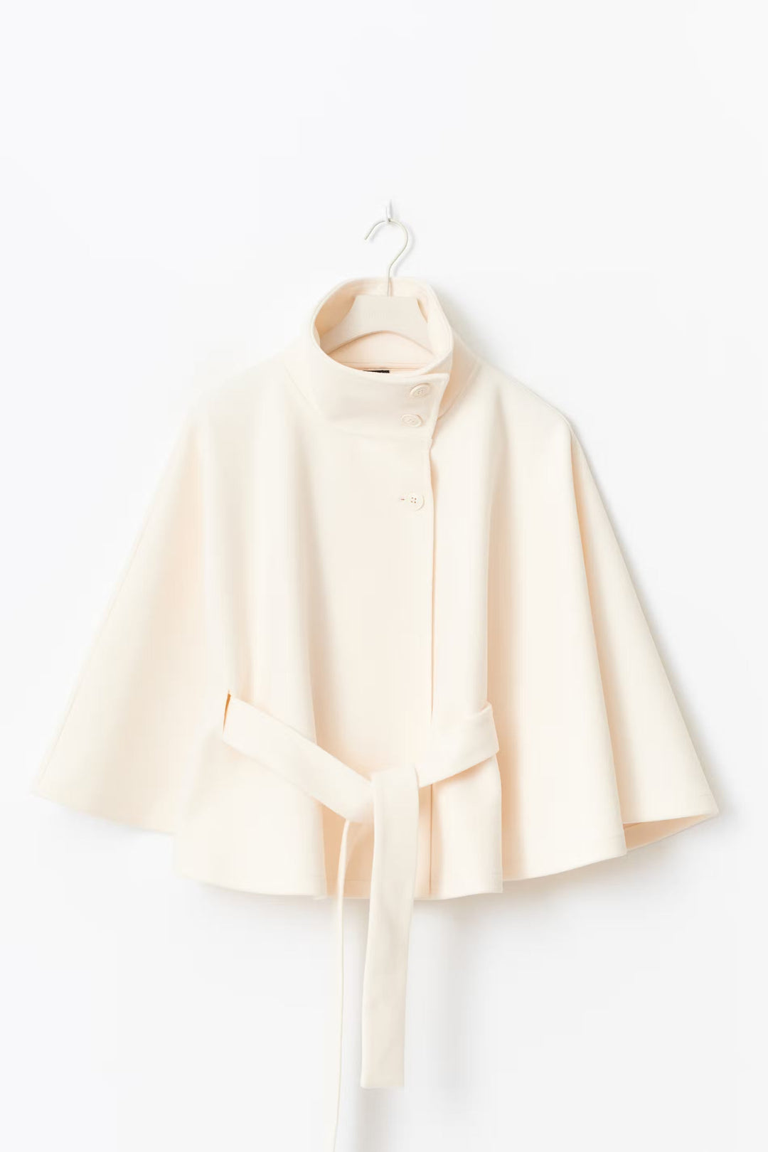 Women’s Belted Cape Coat – High Collar Layer for Autumn and Winter