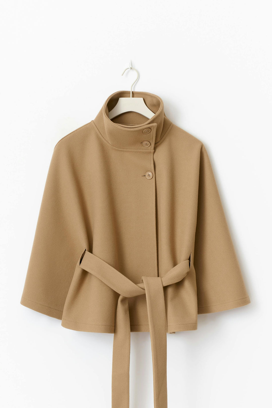 Women’s Belted Cape Coat – High Collar Layer for Autumn and Winter