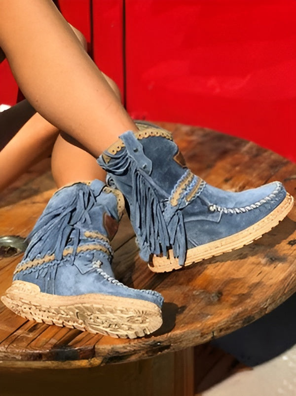Women’s Boho Ankle Boots – Fringe Western Style for Casual Wear