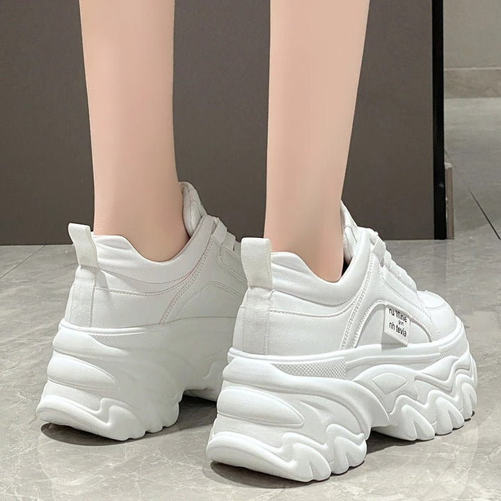 Harper | Women's Leather Chunky Platform Trainers Thick Sole