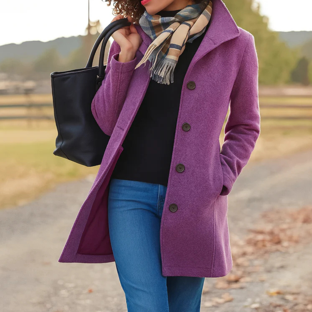 Helga | Women's Classic Winter Coat with Button Placket