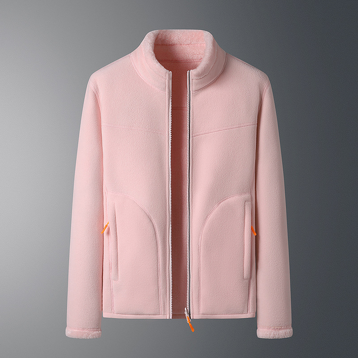 Women’s Zip-Up Fleece Jacket – Soft High Collar Layer for Casual Wear