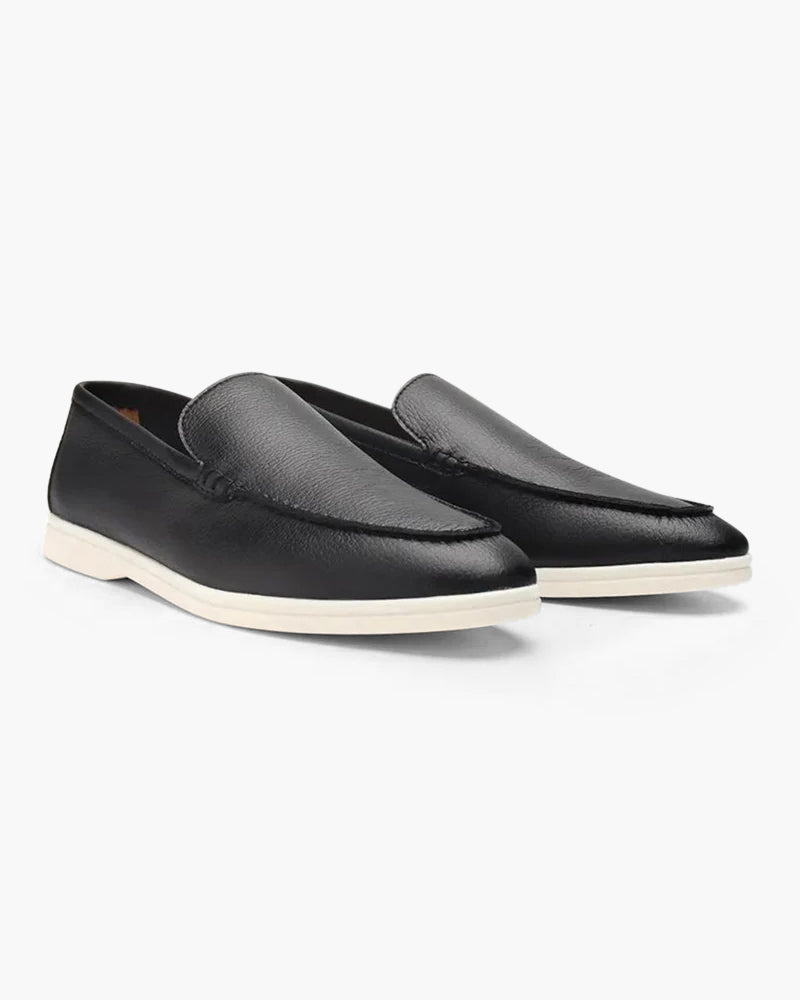 Men’s Textured Leather Loafers with Flexible Contrast Sole
